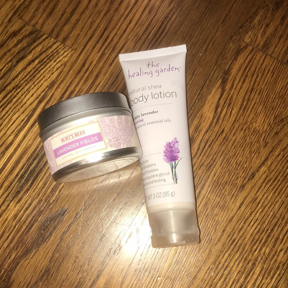 lavender body lotion and lavender candle